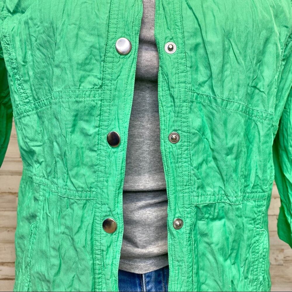 Zenergy by Chico’s Hayden Jacket Womens Size Chico's 2 or L Crinkle Green - Picture 4 of 14